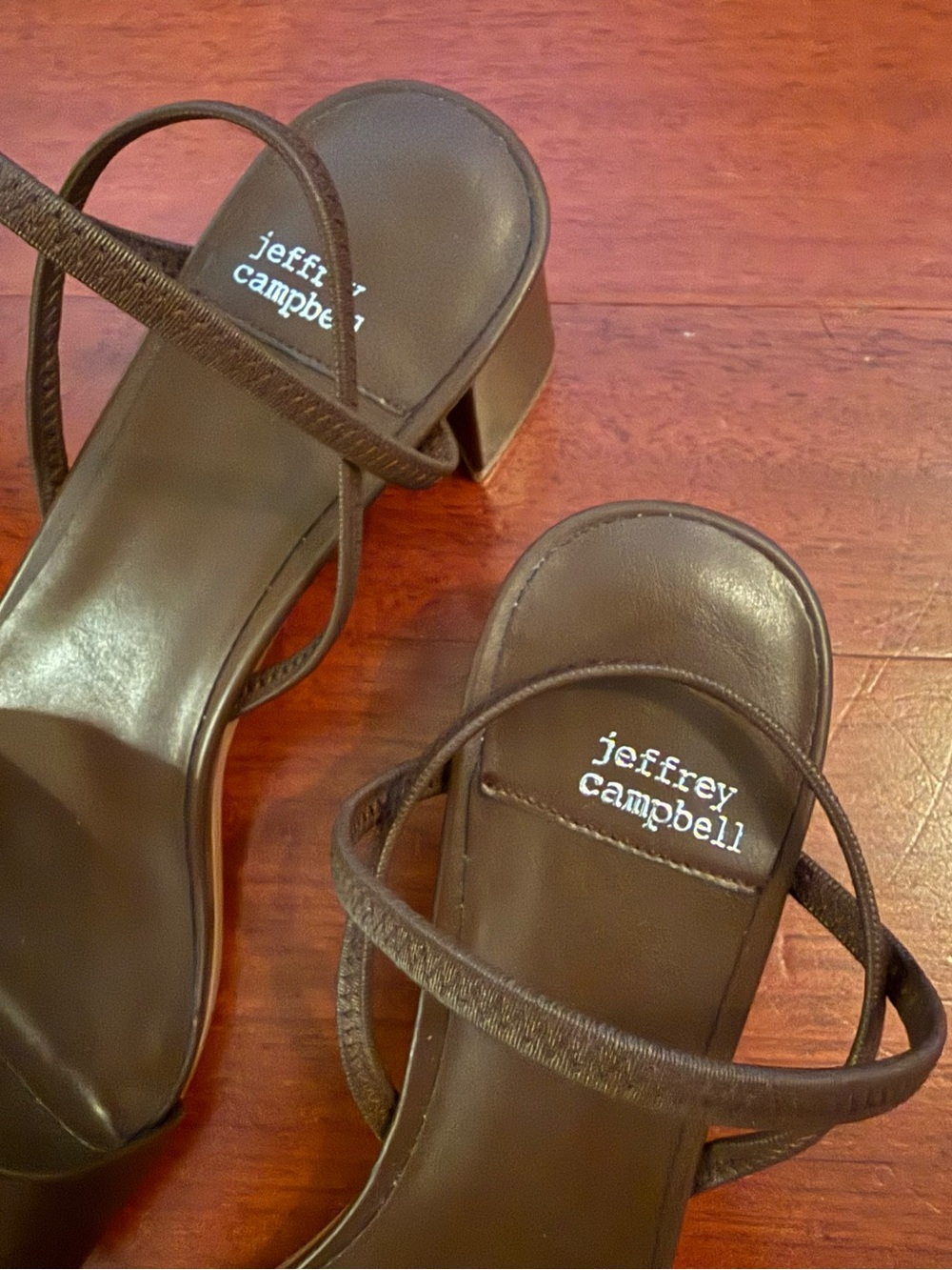 Jeffrey Campbell Dark Brown Strappy Square-Toe Block Heel Sandals - Picture 4 of 5